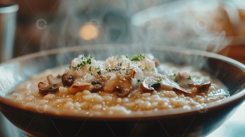 高清大图下载【趣麦麦图】热气腾腾的蘑菇烩饭