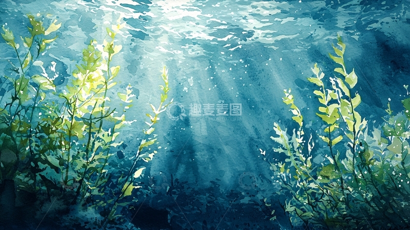 高清大图下载【趣麦麦图】水下植物阳光穿透
