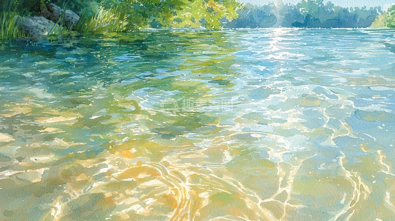 高清大图下载【趣麦麦图】清澈的河水在阳光下闪耀