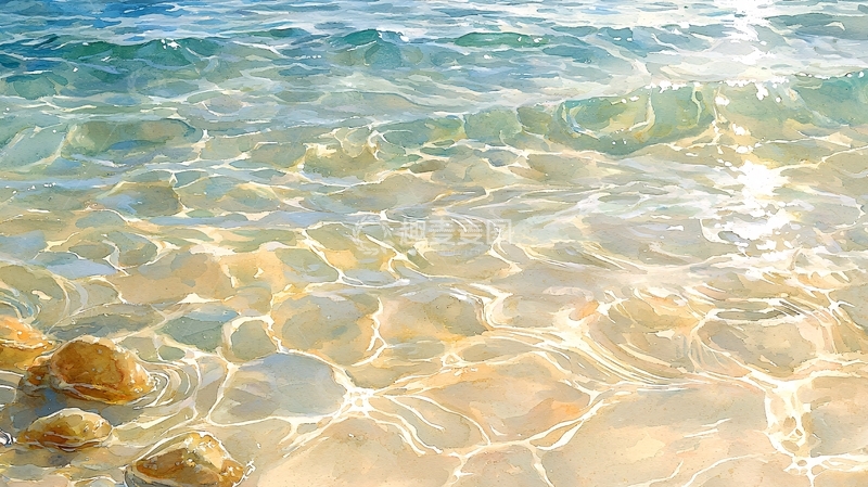 高清大图下载【趣麦麦图】清澈见底的海水波光粼粼