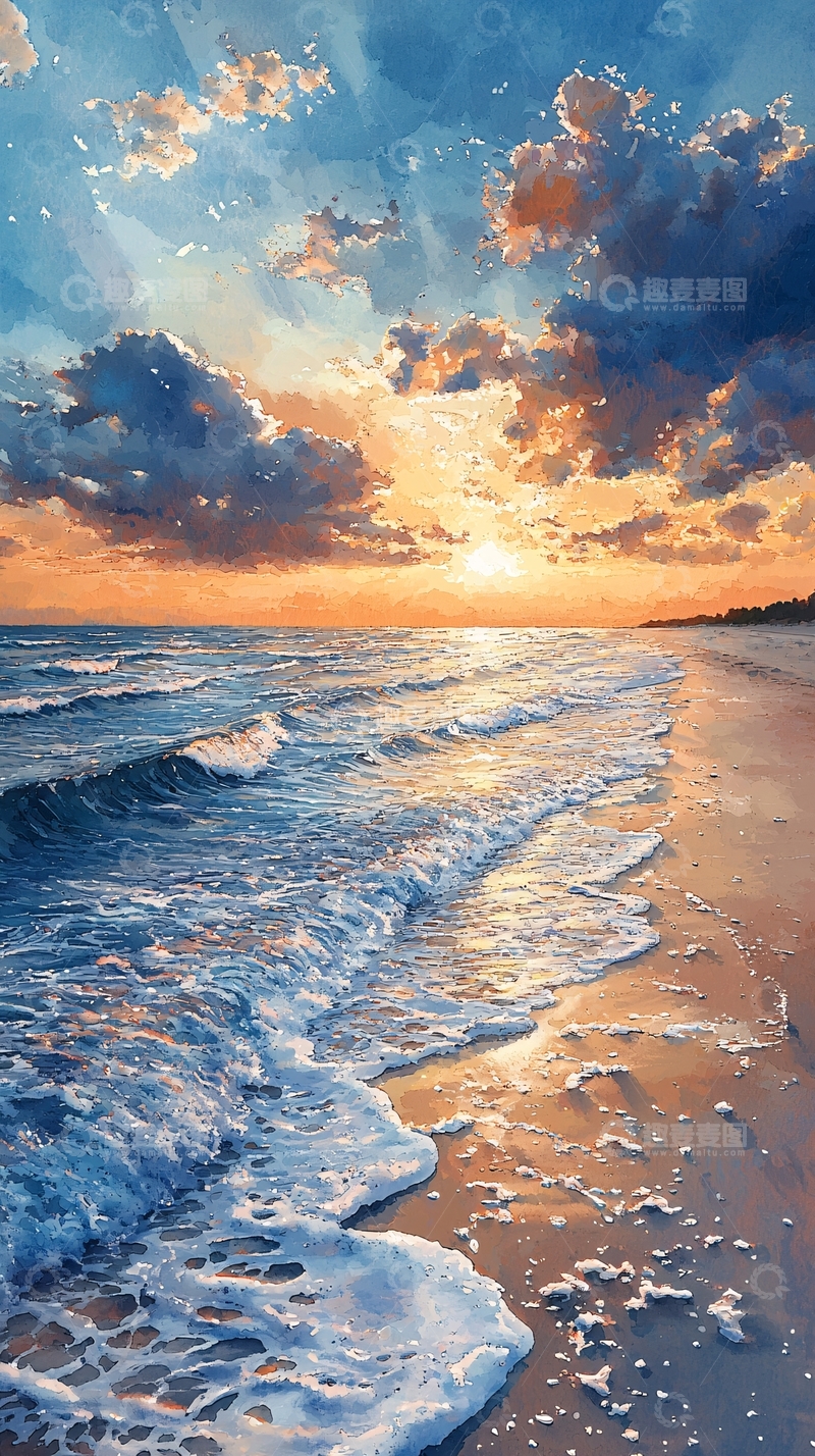 高清大图下载【趣麦麦图】海边日落的唯美风景