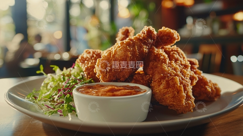 高清大图下载【趣麦麦图】香脆炸鸡配酱汁