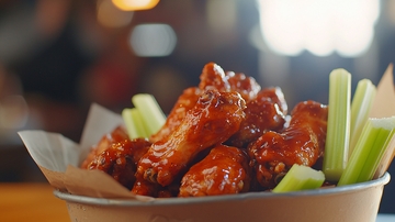 香辣鸡翅配芹菜