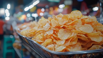 薯片堆积如山的景象