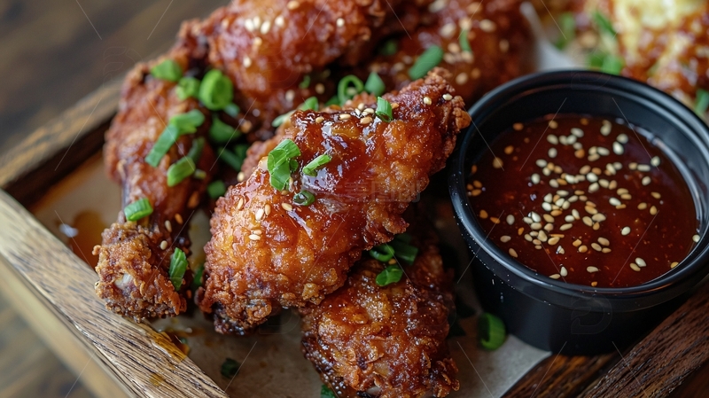 高清大图下载【趣麦麦图】香酥鸡翅配酱汁