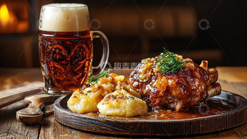 高清大图下载【趣麦麦图】啤酒与烤猪肘
