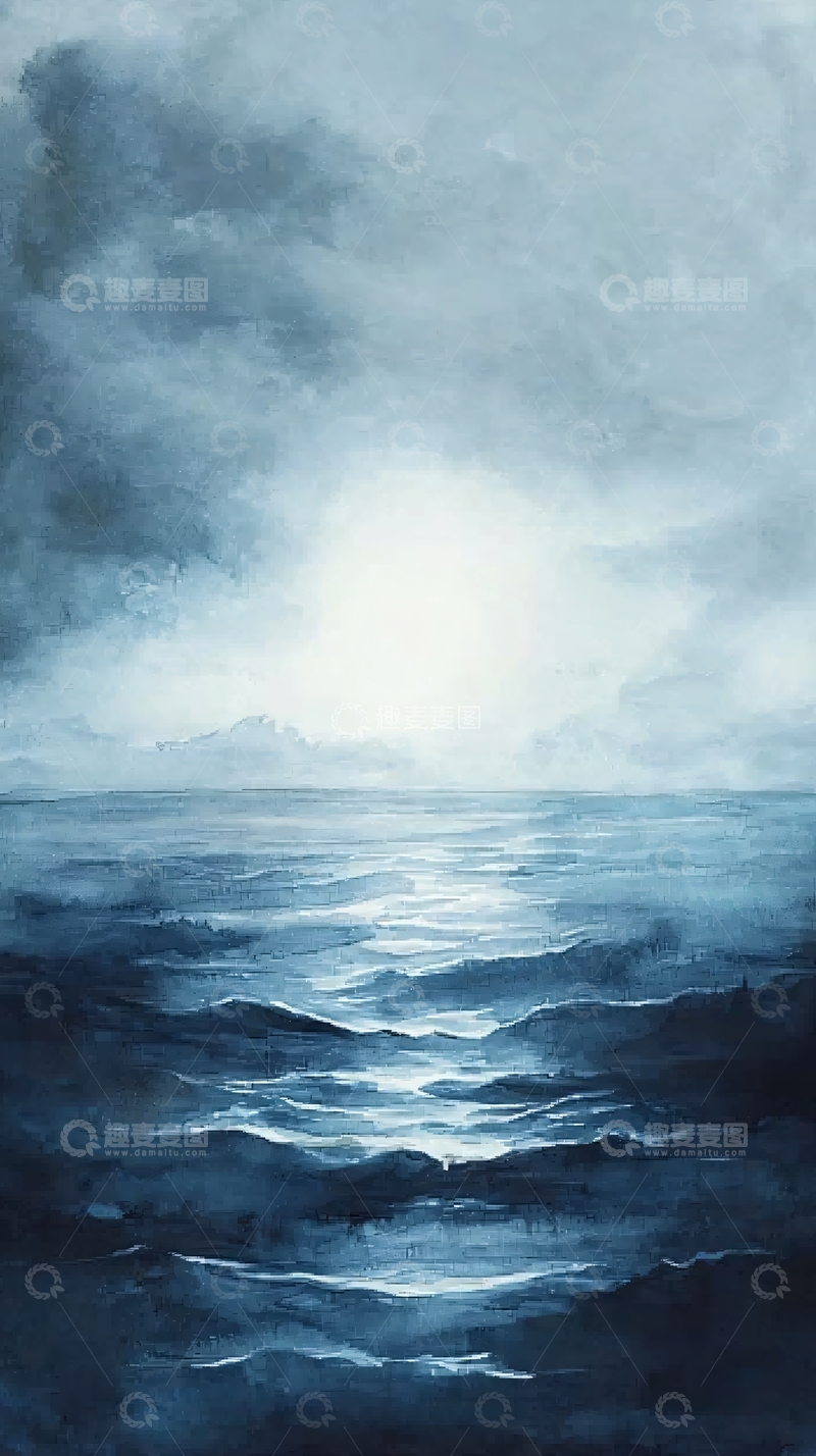 高清大图下载【趣麦麦图】水天一色朦胧海面