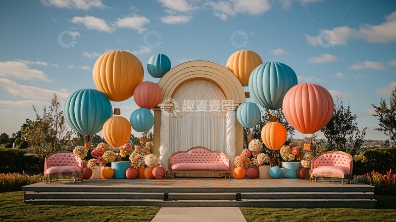 高清大图下载【趣麦麦图】彩色气球拱门舞台