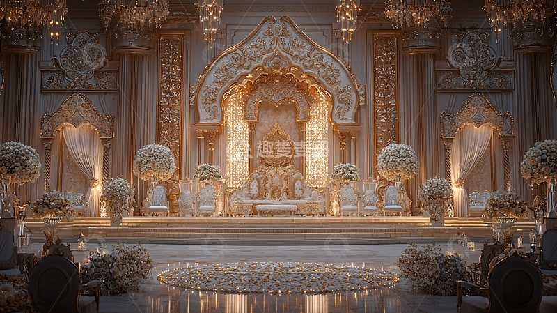 高清大图下载【趣麦麦图】金色奢华的舞台背景