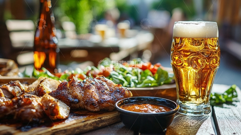 高清大图下载【趣麦麦图】户外啤酒烧烤美食