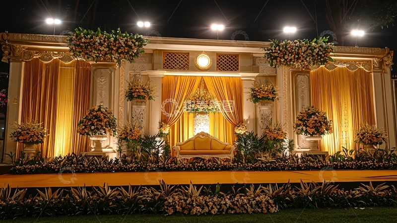 高清大图下载【趣麦麦图】豪华金色婚礼舞台背景