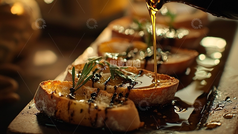 高清大图下载【趣麦麦图】香烤面包佐橄榄油和黑醋