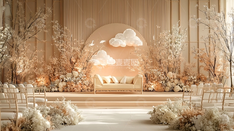 高清大图下载【趣麦麦图】奶油色系婚礼舞台场景