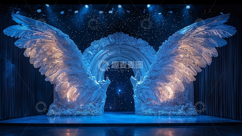 高清大图下载【趣麦麦图】冰雕翅膀拱门舞台