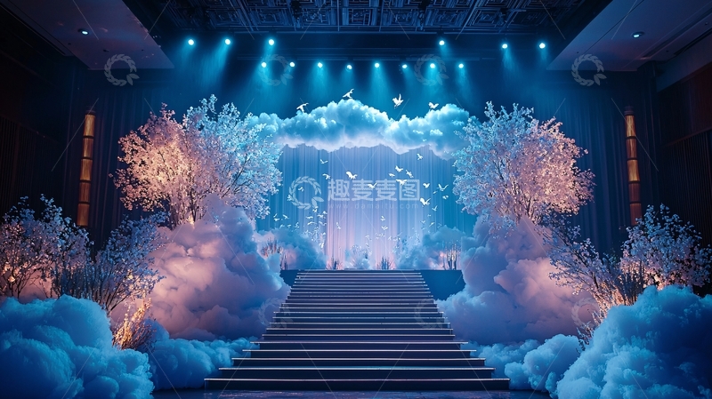 高清大图下载【趣麦麦图】梦幻蓝色婚礼舞台场景