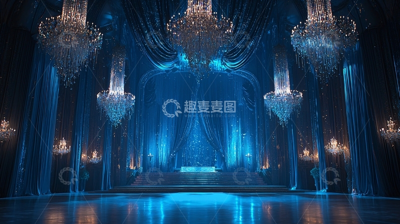 高清大图下载【趣麦麦图】奢华水晶灯光影交织的舞厅