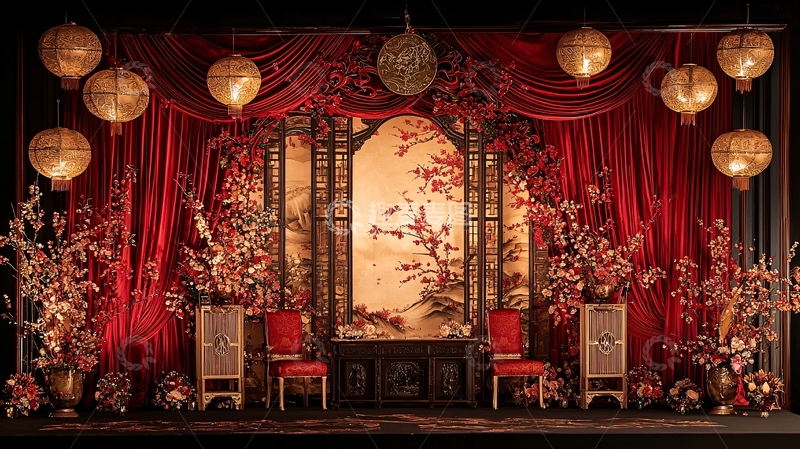 高清大图下载【趣麦麦图】中式婚礼舞台背景
