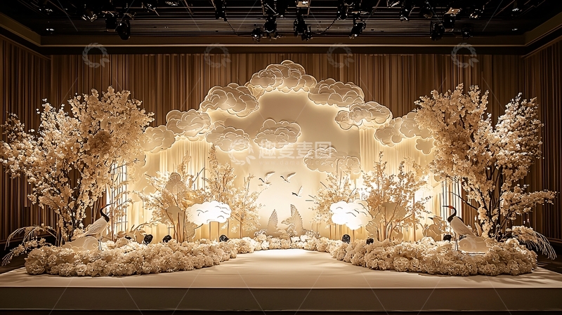 高清大图下载【趣麦麦图】米色云朵主题婚礼舞台