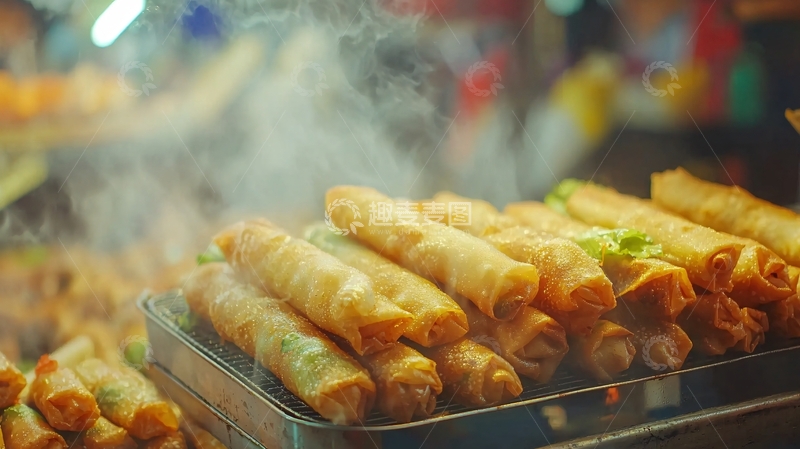 高清大图下载【趣麦麦图】热气腾腾的油炸春卷