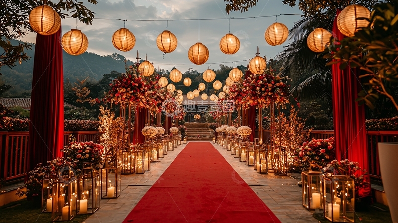 高清大图下载【趣麦麦图】婚礼现场红色主题装饰