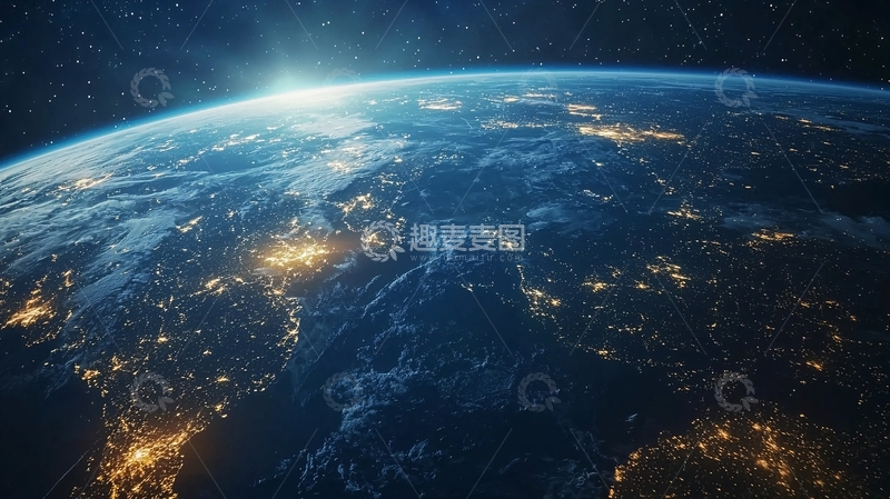 高清大图下载【趣麦麦图】太空视角地球夜景