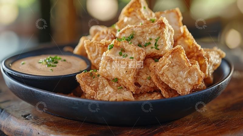 高清大图下载【趣麦麦图】酥脆炸豆腐配酱料