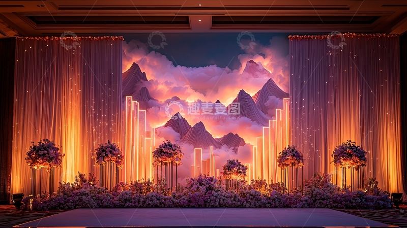 高清大图下载【趣麦麦图】浪漫婚礼舞台背景