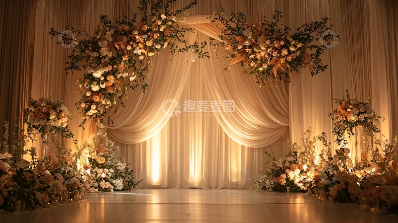 高清大图下载【趣麦麦图】金色调婚礼舞台背景