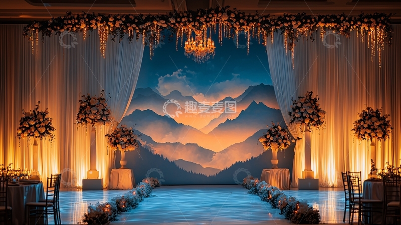 高清大图下载【趣麦麦图】梦幻山景婚礼舞台设计