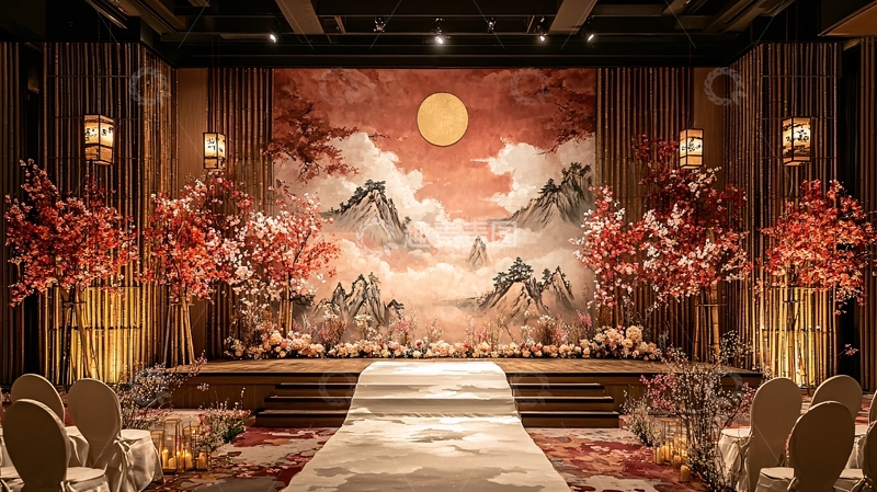 高清大图下载【趣麦麦图】国风婚礼舞台背景
