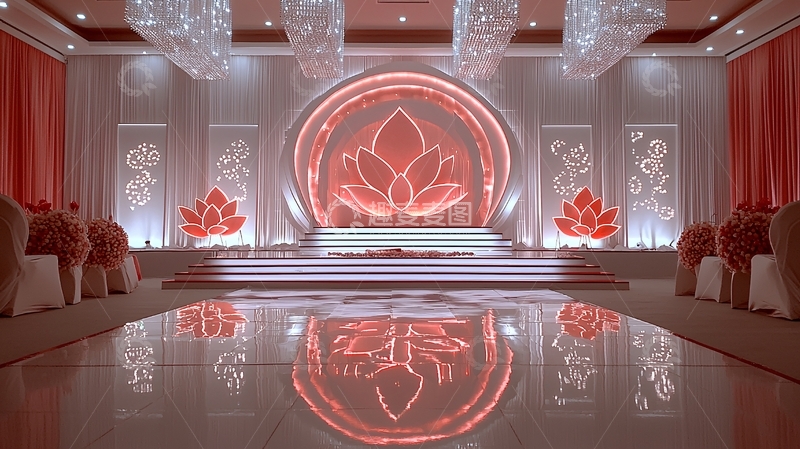 高清大图下载【趣麦麦图】粉色莲花主题舞台背景