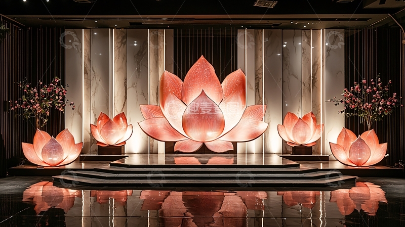高清大图下载【趣麦麦图】舞台背景莲花装饰