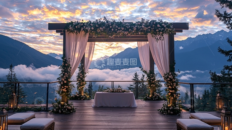 高清大图下载【趣麦麦图】浪漫山顶婚礼场景