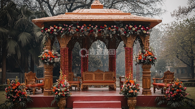 高清大图下载【趣麦麦图】华丽的户外凉亭婚礼布置
