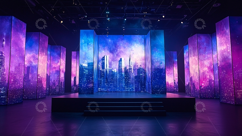 高清大图下载【趣麦麦图】舞台背景城市夜景