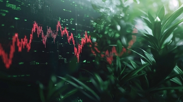 绿色背景下股票下跌图表