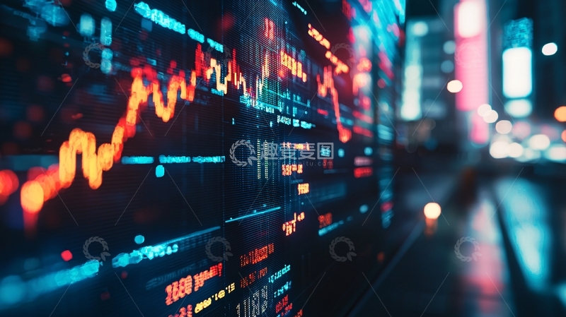 高清大图下载【趣麦麦图】夜幕下的金融数据屏幕