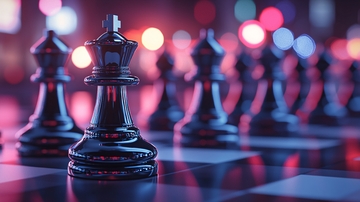 夜晚灯光下的国际象棋