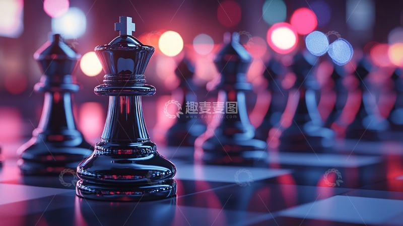 高清大图下载【趣麦麦图】夜晚灯光下的国际象棋