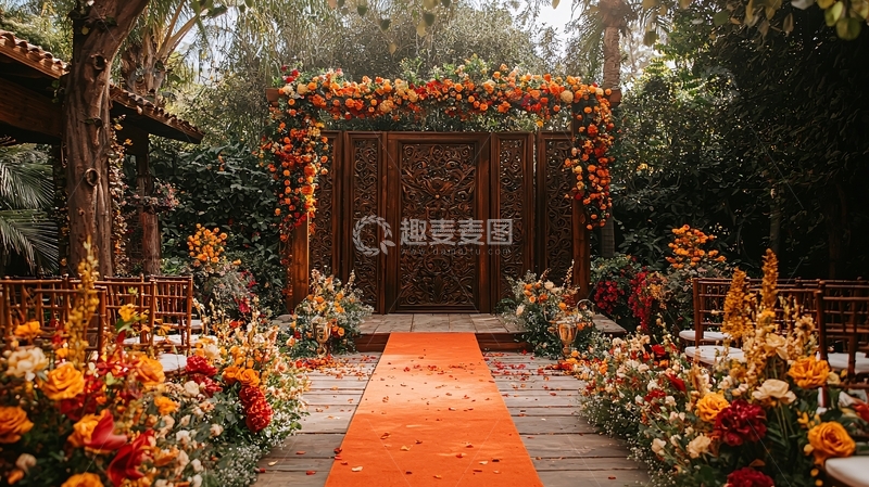 高清大图下载【趣麦麦图】婚礼仪式橙色花卉装饰