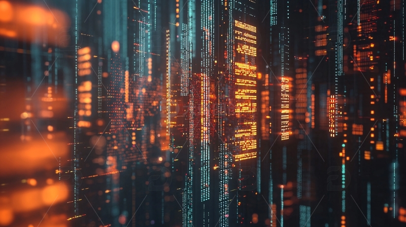 高清大图下载【趣麦麦图】流动的数字代码墙