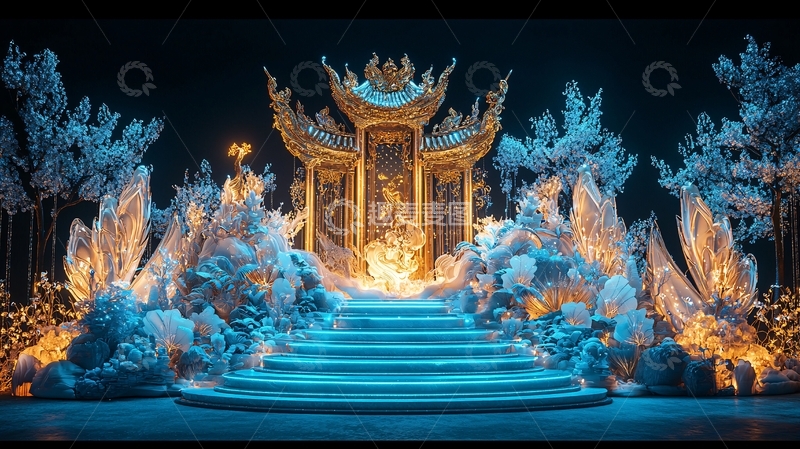 高清大图下载【趣麦麦图】梦幻冰雪场景金色宫殿