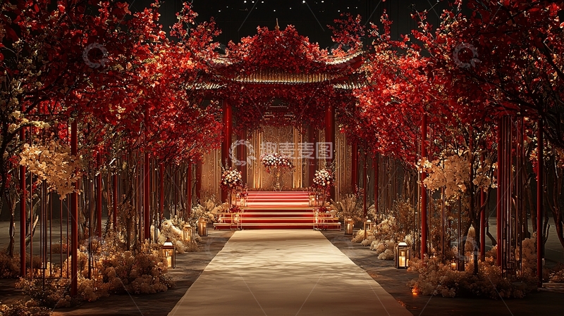 高清大图下载【趣麦麦图】红色中式建筑