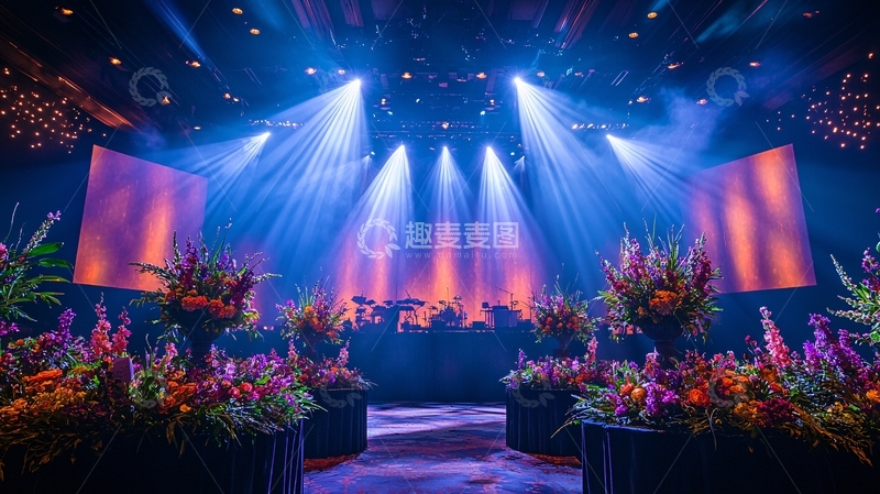 高清大图下载【趣麦麦图】舞台灯光鲜花盛开