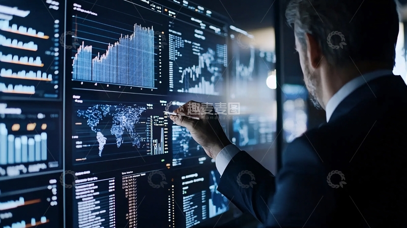 高清大图下载【趣麦麦图】商务人士查看数据分析图表