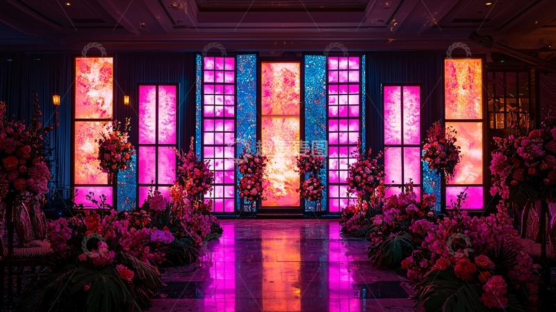 高清大图下载【趣麦麦图】婚礼舞台绚丽灯光装饰