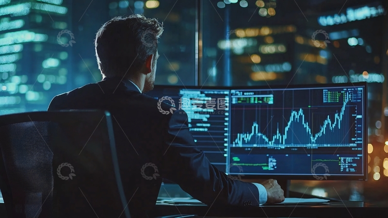 高清大图下载【趣麦麦图】夜景都市金融男