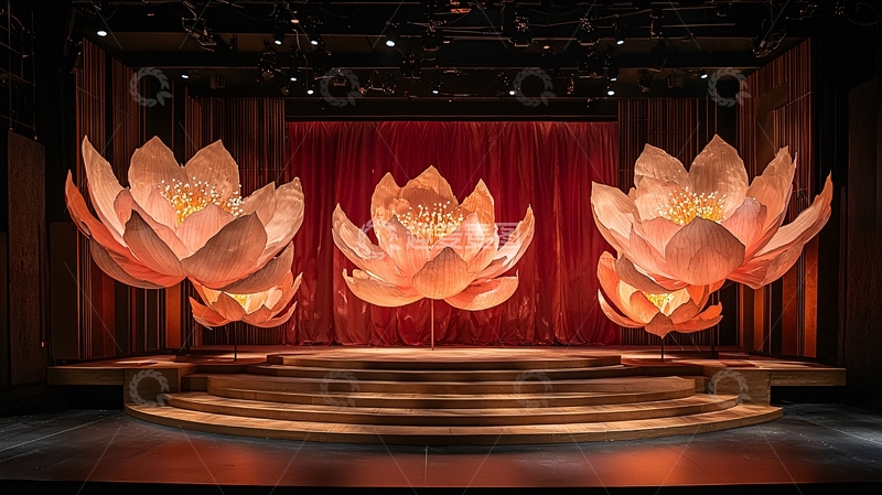高清大图下载【趣麦麦图】舞台上的三朵莲花