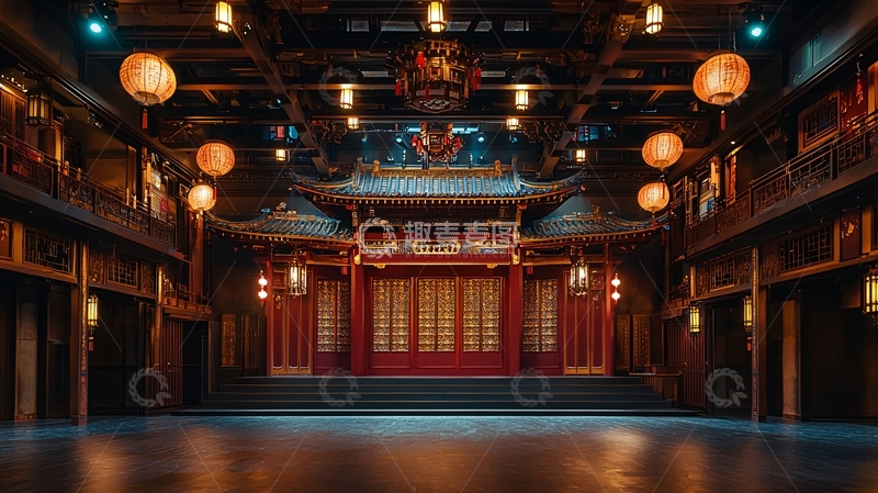 高清大图下载【趣麦麦图】中国风戏台建筑场景