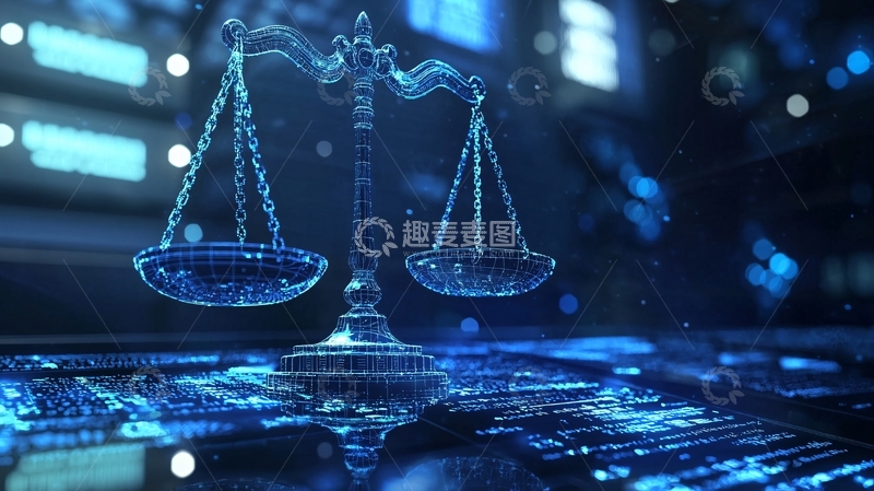 高清大图下载【趣麦麦图】蓝色科技感天平